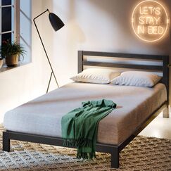 Zinus Arnav Modern Studio 10 Inch Platform 2000H Metal Bed Frame/Mattress Foundation/Wooden Slat Support/with Headboard/Good Design Award Winner, Queen