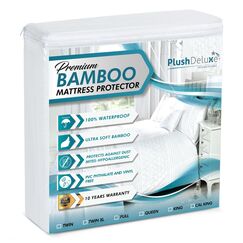 PlushDeluxe Bambus Matratzenschoner Wasserdichter, hypoallergener und ultraweicher atmungsaktiver Bezug Schutz - PVC, Phthalat (Queen Size)