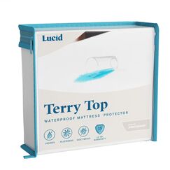 LUCID Matratzenschoner, hypoallergen, 100% wasserdicht, universelle Passform, f&uuml;r Schlafsaal, Baumwoll-Frottee-Bezug &ndash; Twin XL, Wei&szlig;