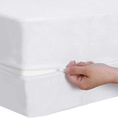 highliving&reg; Rei&szlig;verschluss Anti-Allergy und Bettwanzen, wasserdicht Matratzenauflage Total umgreifung Sichtschutzfolie &Uuml;berzug, Textil, wei&szlig;, Einzelbett( 90x190+30cm)