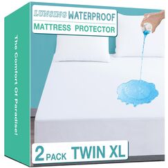 Matratzenschoner f&uuml;r Doppelbett, Gr&ouml;&szlig;e XL, wasserdicht, f&uuml;r Studentenwohnheim, ger&auml;uschlos, atmungsaktiv, weicher Matratzenbezug, 15,2-40,6 cm, tiefer Taschenbezug, Wei&szlig;, 2 St&uuml;ck