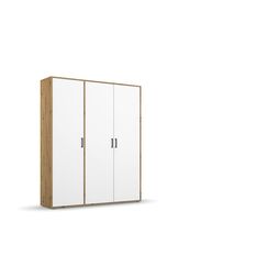 Rauch M&ouml;bel Voyager, Kleiderschrank f&uuml;r Schlafzimmer, Kinderzimmer, Babyzimmer, Jugendzimmer, Flur, 3-t&uuml;rig, mit Zubeh&ouml;r Basic, Farbe Wei&szlig;/Eiche Artisan, Breite 140cm
