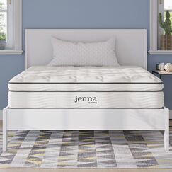 Modway Jenna Federkern-Matratze, 25,4 cm, hochwertig, gestepptes Kopfkissen, einzeln umh&uuml;llt, Taschenwicklung, Textil, Weiss/opulenter Garten, Full