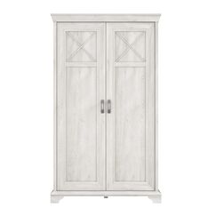 FORTE KASHMIR Schrank 120 130, Kleiderschrank Schlafzimmerschrank Landhausstil Dreht&uuml;renschrank 2-t&uuml;rig Einlegeb&ouml;den und Kleiderstange, Holzdekor: Pinie Wei&szlig;, 123 cm breit x 210 cm hoch x 66 cm tief