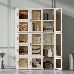 Dripex Kleiderschrank, Schrank 104 x 170 x 50 cm (B x H x T), einfache Montage, Faltbarer Mehrzweckschrank mit magnetische T&uuml;ren, f&uuml;r Schlafzimmer Wohnzimmer Wei&szlig;