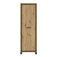FORTE TRONDHEIM Schrank 65, Kleiderschrank klein Flurschrank schmal, Garderobenschrank Industrial Dreht&uuml;renschrank, Holz dekor: Artisan Eiche / Schwarz Eiche, 64 cm breit x 199 cm hoch x 41.5 cm tief
