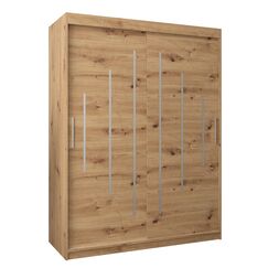 MEBLE KRYSPOL - Kleiderschrank, Schlafzimmerschrank - Schrank Zwei T&uuml;ren - 4 Fachb&ouml;den, 2 Stangen, Fachboden - Garderobenschrank York, K&ouml;rperfarbe Artisan, Frontfarbe Artisan - 150x62x200cm
