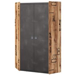 Furniture24 Kleiderschrank Fargo FG17 Eckschrank mit 2 Kleiderstangen Eckkleiderschrank 2 T&uuml;riger Schrank f&uuml;r Jugendzimmer