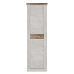 FORTE DURO Schrank 60 65, Kleiderschran klein Flurschrank schmal Garderobenschrank Landhausstil Dreht&uuml;renschrank, Holz dekor: Pinie Wei&szlig; / Eiche Antik, 61 cm breit x 199 cm hoch x 35 cm tief