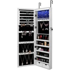 Life Carver Schmuck-Schrank mit armoire Kosmetik Spiegel mit Schrank-Organizer, wei&szlig;, wall mounted