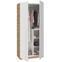 Habitdesig, Kinderschrank mit 3 Dreht&uuml;ren &ndash; moderner Kleiderschrank f&uuml;r Kinder- oder Jugendzimmer in Arktiswei&szlig; und Eiche Nodi, viel Stauraum, Ma&szlig;e: 90 x 200 x 52 cm (B x H x T), Modell Noa