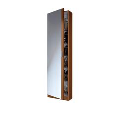 Habitdesign 007866C Schuhschrank mit Spiegel, Kastanienbraun, Ma&szlig;e: 180 x 50 x 20 cm
