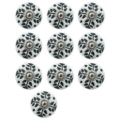 Craft Kart Set mit 10 bunten Keramikkn&auml;ufen f&uuml;r K&uuml;che, Schrank, Schublade, Kleiderschrank (schwarz und wei&szlig;6)