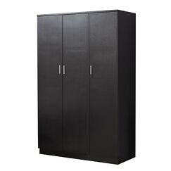 Panana Kleiderschrank mit 3 T&uuml;ren und Kleiderstange, 6 Ablagen, Aufbewahrungsschrank, Dreifach-Kleiderschrank f&uuml;r Schlafzimmerm&ouml;bel (Schwarz)