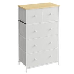 SONGMICS Kommode, Aufbewahrungsschrank, 5 Stoffschubladen, f&uuml;r Flur, Wohnzimmer, wei&szlig;-eichenfarben LTS514W57
