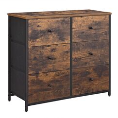 SONGMICS Kommode f&uuml;r Schlafzimmer, MDF, Metall, Vliesstoff, Massivholzknauf, braun, 31.5 x 11.8 x 28 Inches