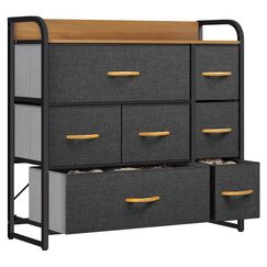 YITAHOME kommode mit Schubladen, Schrank mit 7 Schubladen aus Stoff f&uuml;r Schlafzimmer, Wohnzimmer, Flur, Dunkelgrau