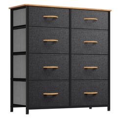 YITAHOME Kommode mit 8 Schubladen, Schrank mit Schubladen aus Stoff, Aufbewahrungskommode Industrial Stil f&uuml;r Schlafzimmer, Wohnzimmer, Kinderzimmer, Aufbewahrungsschrank (Dunkelgrau)