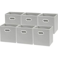 Simple Houseware 6er-Pack &ndash; SimpleHouseware Faltbarer W&uuml;rfel-Aufbewahrungsbeh&auml;lter mit Griff, grau