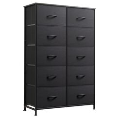 WLIVE Gro&szlig;e schwarze Kommode f&uuml;r Schlafzimmer mit 10 Schubladen, Kommoden, Schlafzimmerm&ouml;bel, Aufbewahrungs-Organizer mit Stoffbeh&auml;ltern f&uuml;r Schrank, Flur, Wohnzimmer, Eingangsbereich