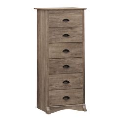 Prepac Salt Spring DDC-2354 rustikale Kommode mit 6 Schubladen, hohe Kommode f&uuml;r Schlafzimmer, Bauernhaus-Kommode, 48,3 cm T x 59,1 cm B x 134 cm H, Treibgrau, Grau
