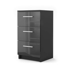 Vicco Nachttisch, Schwarz Hochglanz, 38 x 66 cm, geeignet f&uuml;r Boxspringbetten mit erh&ouml;htem Rahmen