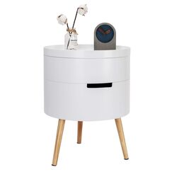 WOLTU Beistelltisch Nachttisch Nachtkommode Nachtschrank Sofatisch, mit Stauraum, mit Beinen, Holz, MDF, Wei&szlig;, 38x38x49cm(BxTxH), TS50ws-1