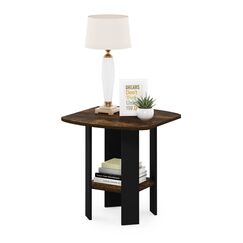 Furinno Simple Design End-/Beistelltisch, Bernsteinkiefer/Schwarz