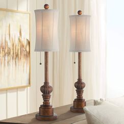 Bertie Buffet-Tischlampen im traditionellen Stil, 71,1 cm hoch, 2 St&uuml;ck, warmbraun, Holzton, Dekoration f&uuml;r Wohnzimmer, Schlafzimmer, Haus, Nachttisch, Heimb&uuml;ro, Regency Hill