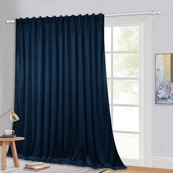 StangH Samtvorh&auml;nge, 304,8 cm lang, verdunkelnd, w&auml;rmeisoliert, hohe Vorh&auml;nge, Hintergr&uuml;nde, Raumteiler, Vorh&auml;nge f&uuml;r Landhaus/Villa/Salon, Marineblau, B 100 x L 120, 1 Vorhang