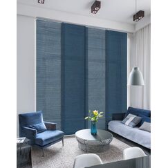 GoDear Design Verstellbare vertikale Schiebevorh&auml;nge f&uuml;r Glasschiebet&uuml;ren, h&auml;ngende Raumteiler, ausziehbare Schiene von 116,3 cm bis 218,4 cm B, zuschneidbare Fl&auml;chenvorh&auml;nge bis 243,8 cm,