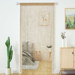 T&uuml;rvorhang, Raumteiler, Schlafzimmer, T&uuml;r, Hippie-Pailletten-Dekor, Fransenvorhang, Schrank, Fenster, Wandpaneele, K&uuml;che, Party, Dekorationen, Quaste, Bildschirm, Boho (Champagner, 99 x 200 cm)