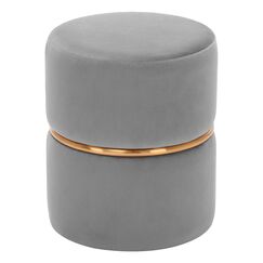 Duhome Sitzhocker Rund, Schminkhocker Samt Gepolsterter Polsterhocker Schminktisch Hocker Ottoman f&uuml;r Wohnzimmer Schlafzimmer Kinderzimmer, Grau