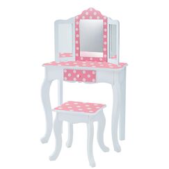 Teamson Kids Kinder Schminktisch mit Spiegel und Hocker Frisiertisch TD-11670F