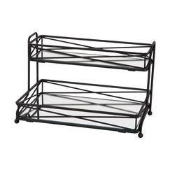 Home Details 2 Tier Mirrored Vanity Tower, Perfect for Perfumes, Jewelry, Makeup, Cosmetic Organizer, Stylish Decor in Matte Black 2-st&ouml;ckiger Schminktisch