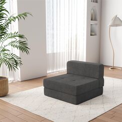 ZeeFu Ausziehbares Schlafsofa, Couch, Memory-Schaum mit Kissen, Futonschl&auml;fer, G&auml;stebett und ausklappbarer Couch, waschbarer Bezug, Doppelbettgr&ouml;&szlig;e, Grau/Braun