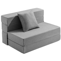 JKMAX Klappbares Schlafsofa f&uuml;r Doppelbett, 4-in-1-Futoncouch mit Kissen, hochdichter Memory-Schaum-Futonstuhl, wandelbare faltbare Matratze mit waschbarem, modernem Leinenbezug f&uuml;r Wohnzimmer
