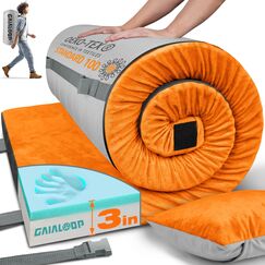 GAIALOOP Memory-Futon-Matratze, Auto, Campingbett, Glamping-Matratze, japanische Boden-Schlafmatte, Campingbett, Matratzenauflage, Reiseg&auml;ste, Erwachsene, Seitenschl&auml;fer, Honigorange [Kinderbett: 183