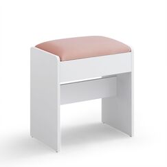 VASAGLE Kailyn Kollektion - Hocker Schminktisch, Sitzhocker gepolstert, Makeup-Hocker aus Samt, mit rutschfesten Fu&szlig;pads, f&uuml;r Verschiedene R&auml;ume, mattwei&szlig;-pastellrosa RDS001W01