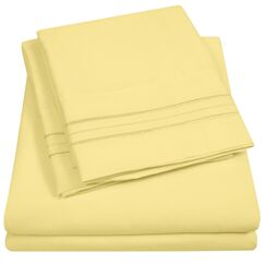 Bettw&auml;sche-Set f&uuml;r King-Size-Betten mit integrierten Bettlakenspannern, Spannbettlaken und Kissenbez&uuml;gen, weich, knitterfrei, sichere Passform, Hellgelb