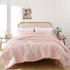 ROSGONIA Blush Tr&ouml;ster-Set f&uuml;r Queen-Size-Betten, 3-teilig (1 x Boho-rosa Bettdecke und 2 Kissenbez&uuml;ge), f&uuml;r alle Jahreszeiten, weiche Bettw&auml;sche, leichte Tagesdecke, Decke, Steppdecke, Geschenke