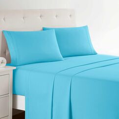 Clara Clark Luxury Soft Bedding Sheets & Pillowcases Bettw&auml;sche-Set f&uuml;r Doppelbett, geb&uuml;rstet, Tiefe Taschen, Mikrofaser, Beach Blue, Full
