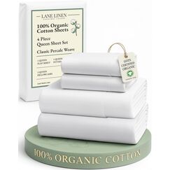 Casa Platino 100% Organic Cotton Pure White k&ouml;nigin-bettw&auml;sche-Set, 4-teilig Reine Bio-Baumwolle langstapeliger perkal Weave Ultra Soft top Bedding bettw&auml;sche f&uuml;r Bett,