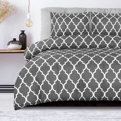 Utopia Bedding 1 Bettbezug mit 2 Kissenbez&uuml;gen, 3-teiliger Bettdeckenbezug mit Rei&szlig;verschluss, ultraweiche, geb&uuml;rstete Mikrofaser, 228 x 228 cm (Queen-Size-Gr&ouml;&szlig;e, Vierpassgrau)