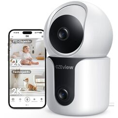 CZEview 3MP+3MP Dual Kameras Überwachung Innen, 5Ghz WLAN 360° Hundekamera Haustierkamera mit APP, Überwachungskamera Innen, ABO Optional, Indoor Camera