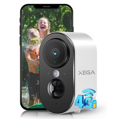 Xega 4G LTE &Uuml;berwachungskamera Aussen Innen mit SIM Karte, 2K HD Ohne WLAN Kamera Tragbare, 6000mAh Batterie, PIR Bewegungserkennung, 3MP Farbe Nachtsicht, 2-Wege Audio, Alarm, TF/Cloud, IP65