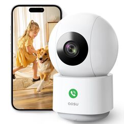 aosu 2K Überwachungskamera Innen, 5G/2.4GHz WLAN Kamera Indoor mit Nachtsicht, 360° Heimüberwachungskamera für Ältere Kids mit Mensch/Haustiererkennung, 2-Wege-Audio, kompatibel mit Alexa