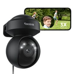 Reolink 5MP PTZ &Uuml;berwachungskamera Aussen WLAN, 3X Optischer Zoom, 2,4/5GHz WLAN Kamera Outdoor mit Automatischer Verfolgung, Personen-/Fahrzeugerkennung, Vollfarb-Nachtsicht, E1 Outdoor Schwarz
