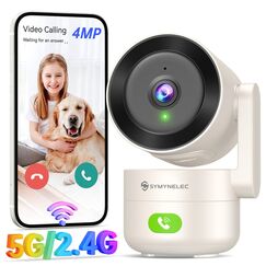 SYMYNELEC 2K &Uuml;berwachungskamera Innen 360&deg;, 5GHz/2,4GHz WLAN &Uuml;berwachung mit KI Bewegungserkennung IR Nachtsicht, 4MP IP Security Kamera Indoor f&uuml;r Haustier, Hunde, Babyphone Kompatibel mit Alexa