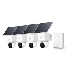 eufy eufyCam Kamera, 4er-Pack Solar, Kamera &Uuml;berwachung Aussen, 360&deg; Schwenk, KI-Tracking, 2K-Qualit&auml;t, kabellos, eufy Sicherheitskamera Outdoor, mit Homebase